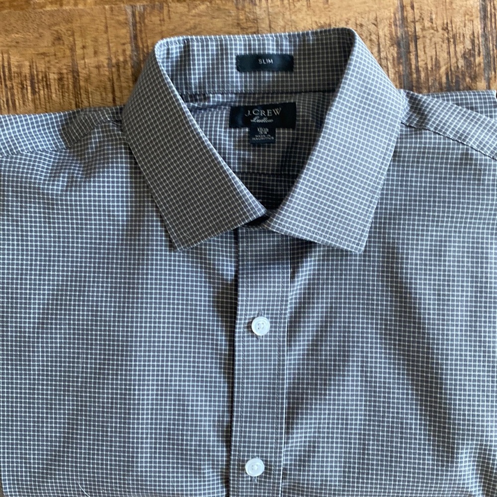 Jcrew Ludlow Slim Fit 2-Ply Dress Shirt in Microcheck 15 1/2 by 33